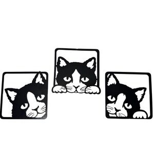 Cat Decor Metal Wall Art‎ Set of 3 Cat Home Decoration Pet Lover Whimsical Gift